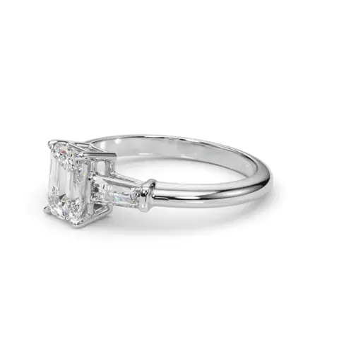 LUX-85336 Emerld Cut Three Stone Engagement Ring With Tapered Baguettes Luxury Diamonds