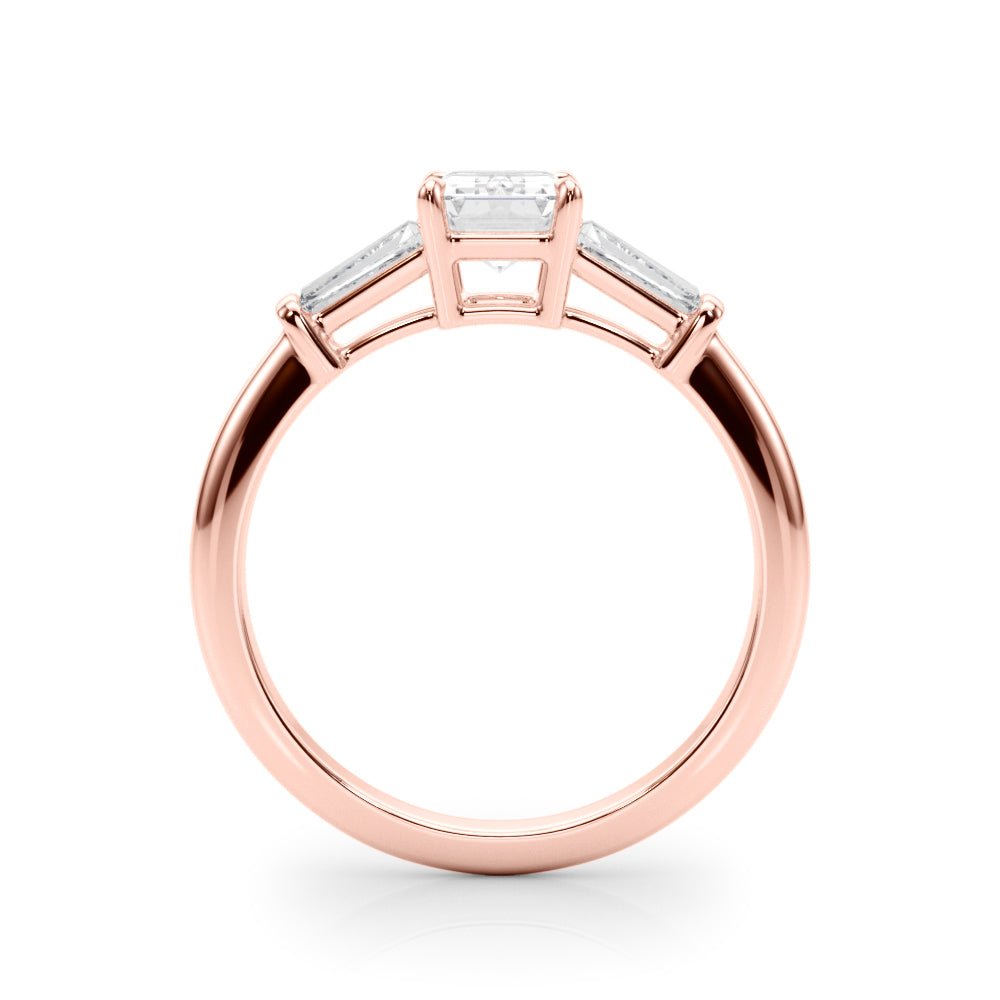 LUX-85336 Emerld Cut Three Stone Engagement Ring With Tapered Baguettes Luxury Diamonds