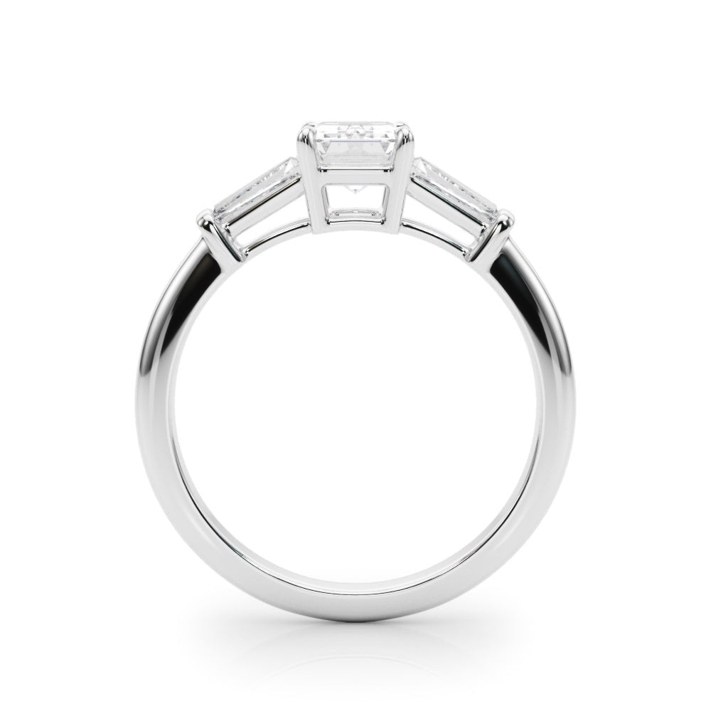 LUX-85336 Emerld Cut Three Stone Engagement Ring With Tapered Baguettes Luxury Diamonds