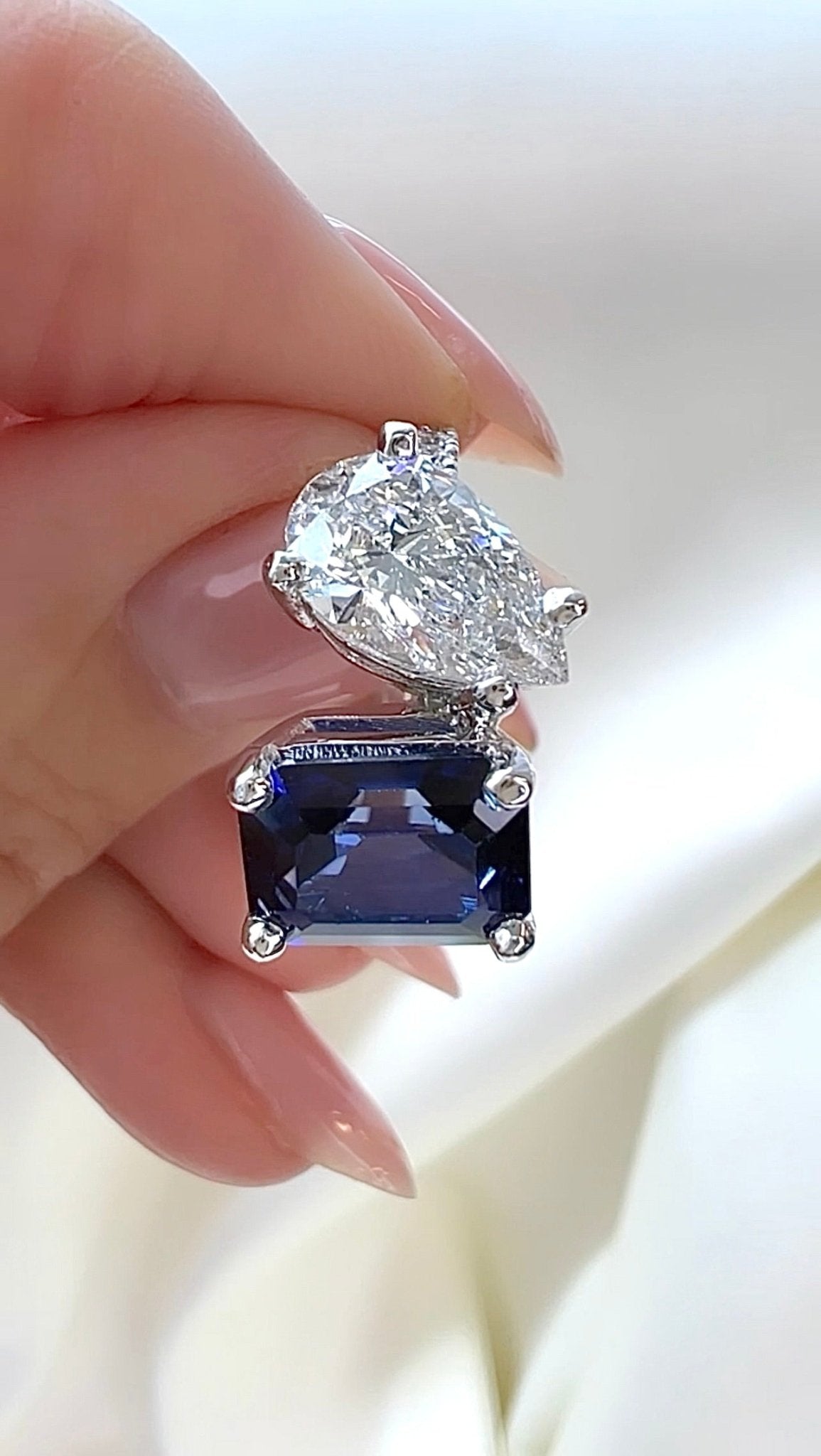 Sapphire & Lab Diamond Toi et Moi Ring