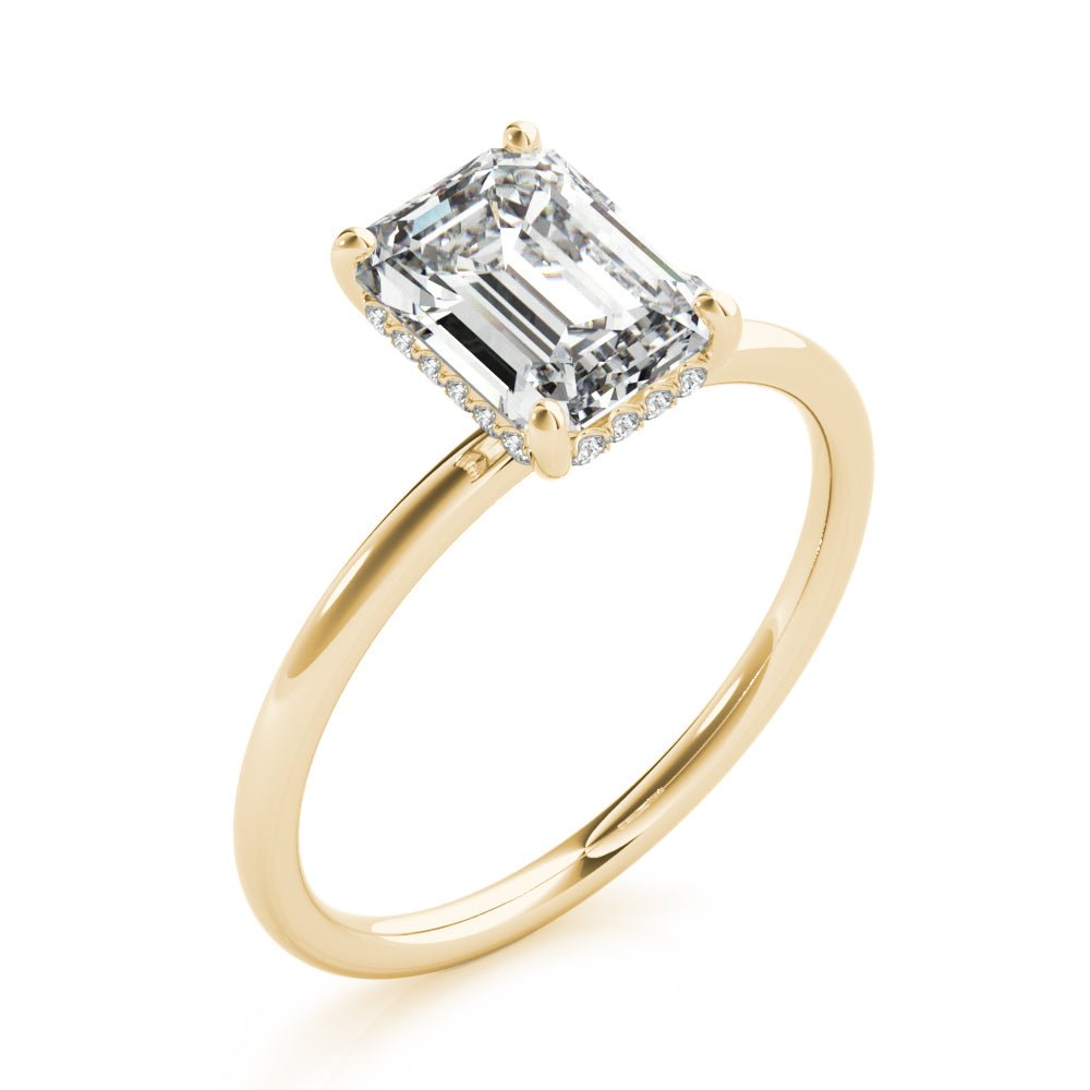 LUX-51156-E Emerald Cut Hidden Halo Solitaire Engagement Ring Luxury Diamonds