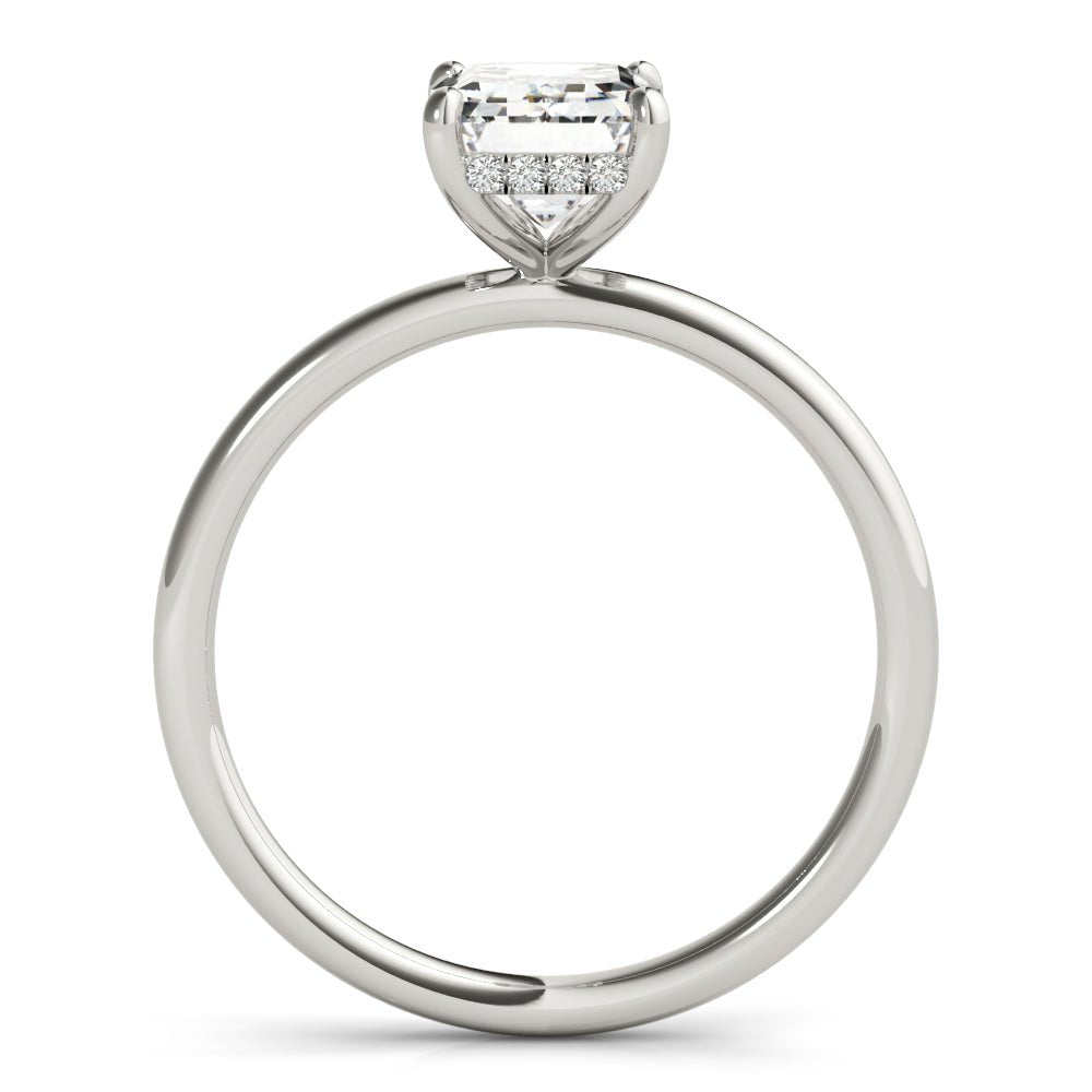 LUX-51156-E Emerald Cut Hidden Halo Solitaire Engagement Ring Luxury Diamonds