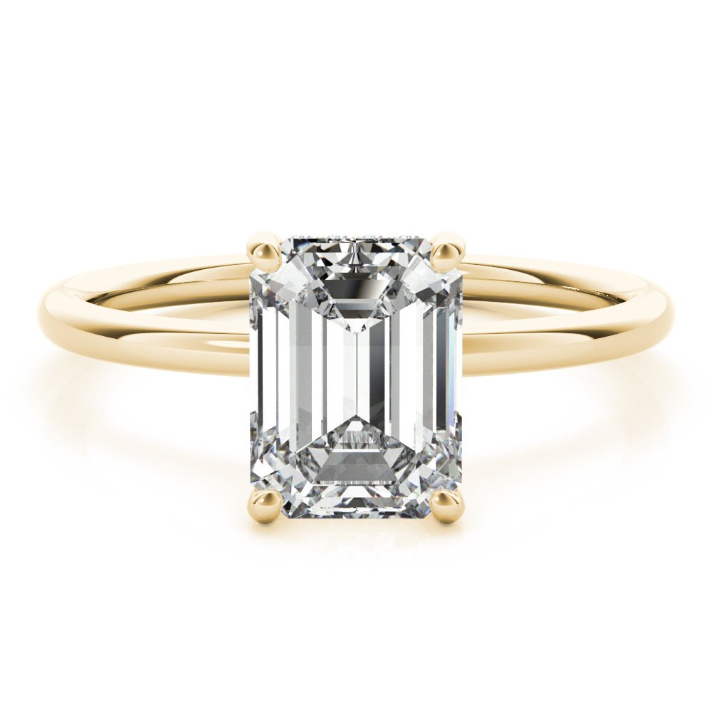 LUX-51156-E Emerald Cut Hidden Halo Solitaire Engagement Ring Luxury Diamonds