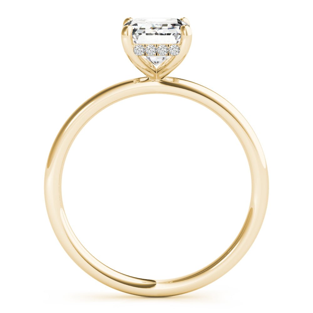 LUX-51156-E Emerald Cut Hidden Halo Solitaire Engagement Ring Luxury Diamonds