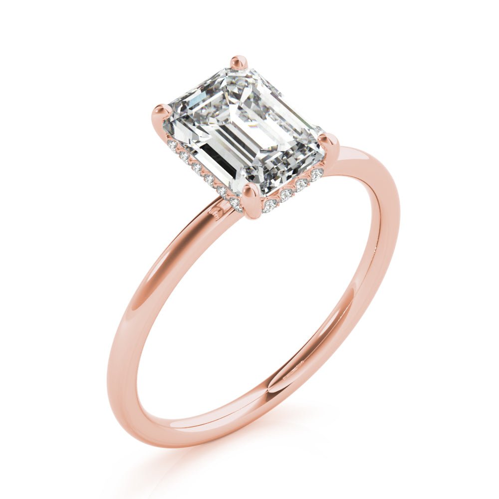 LUX-51156-E Emerald Cut Hidden Halo Solitaire Engagement Ring Luxury Diamonds