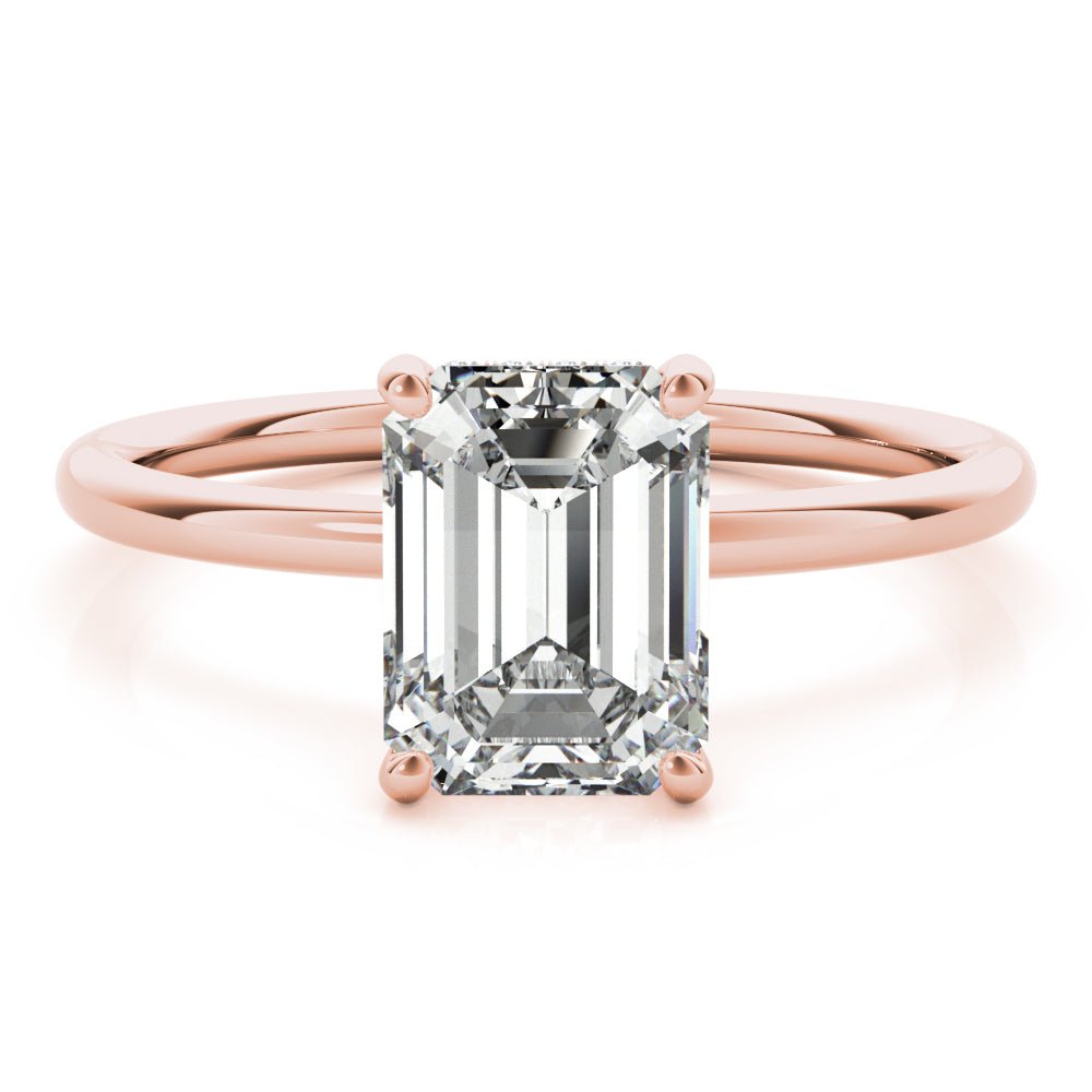 LUX-51156-E Emerald Cut Hidden Halo Solitaire Engagement Ring Luxury Diamonds