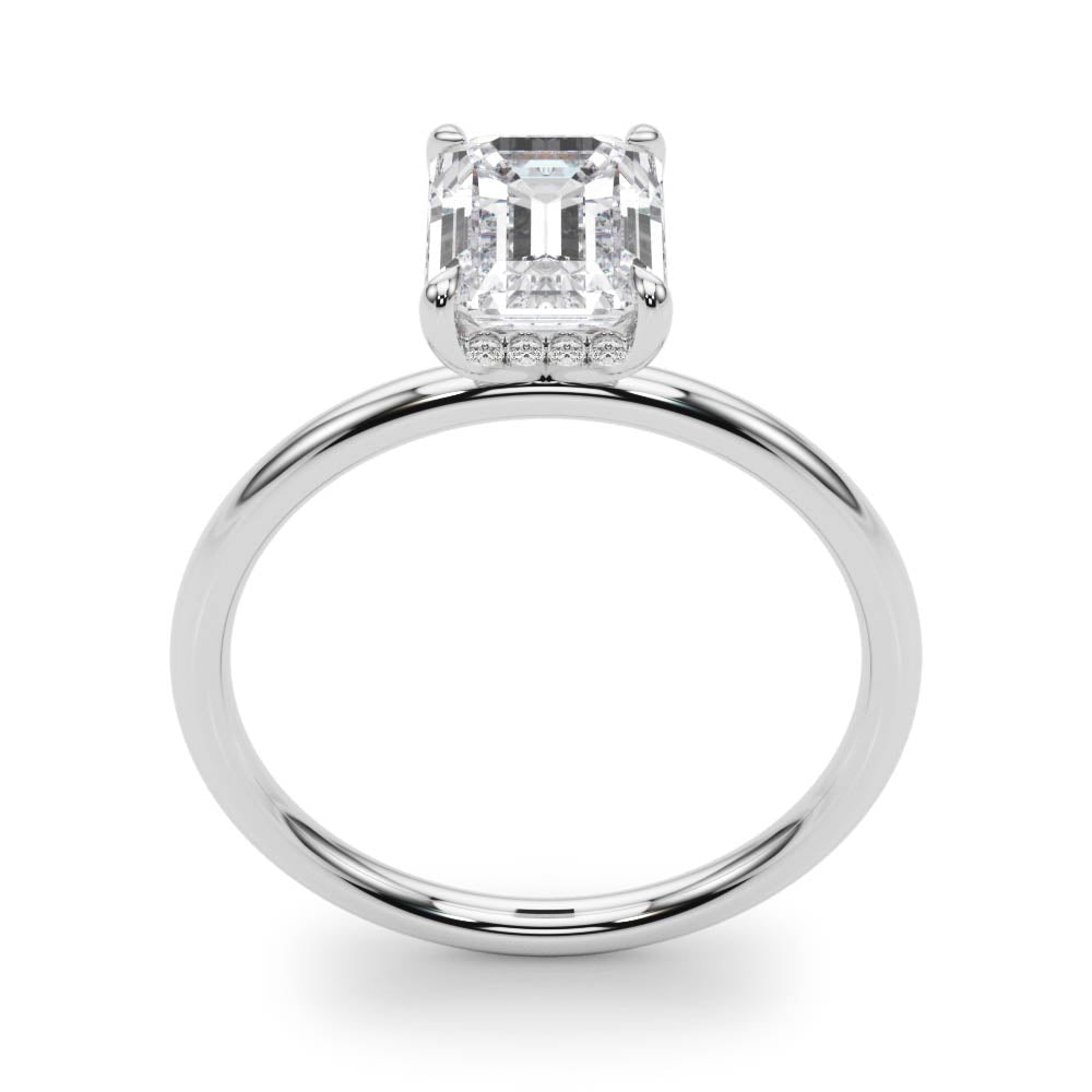 LUX-51156-E Emerald Cut Hidden Halo Solitaire Engagement Ring Luxury Diamonds