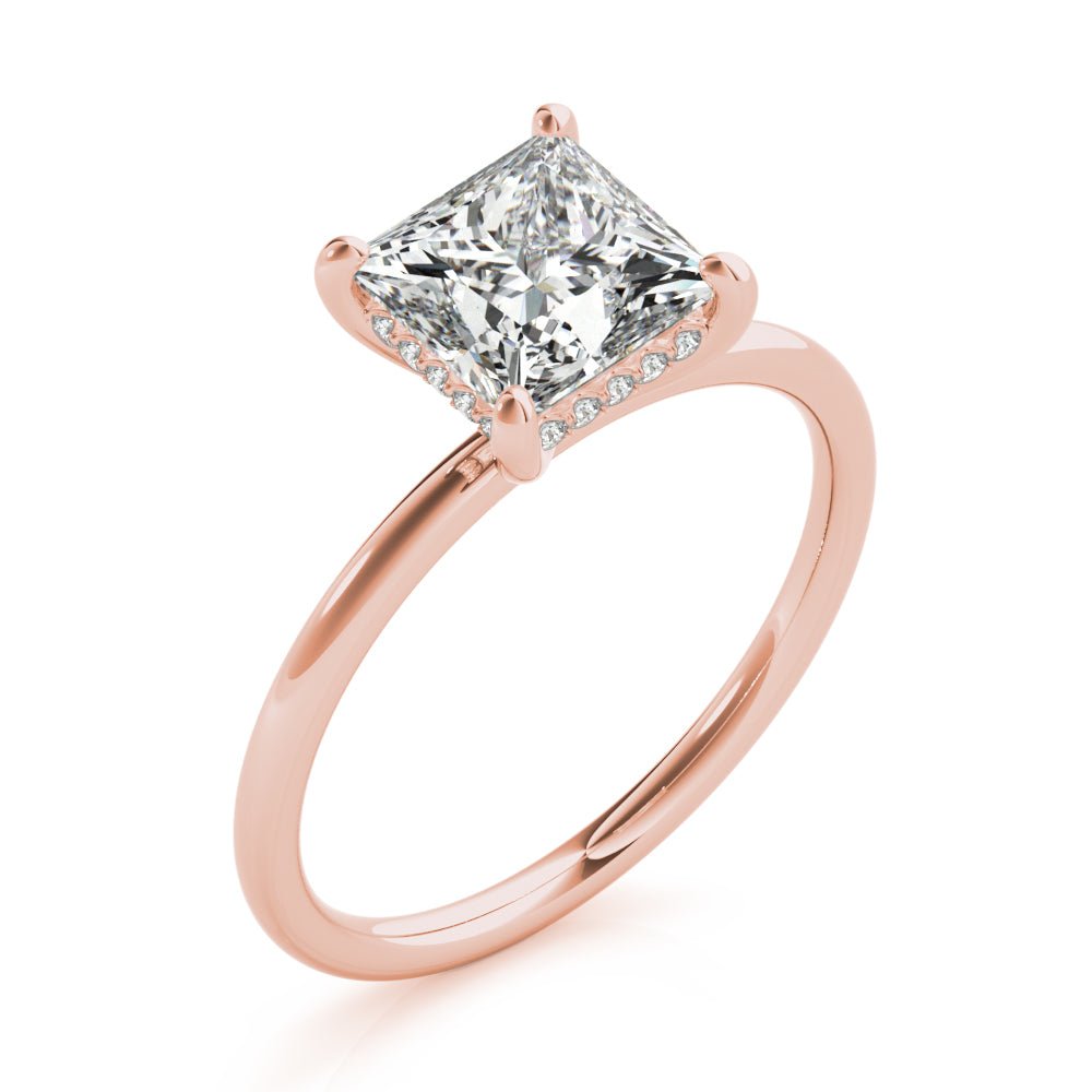 LUX-51158-E Princess Cut Hidden Halo Solitaire Engagement Ring