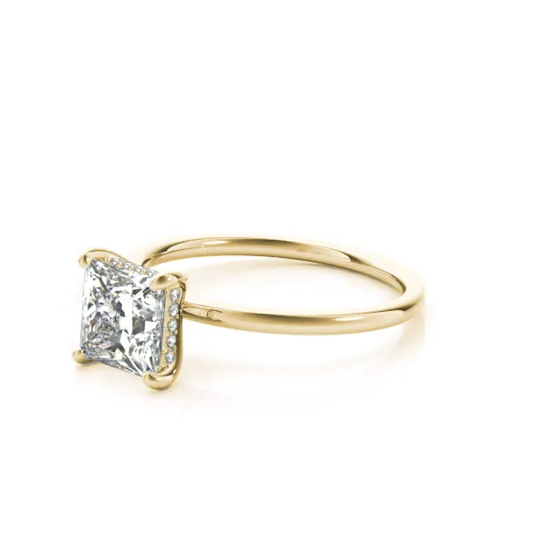 LUX-51158-E Princess Cut Hidden Halo Solitaire Engagement Ring