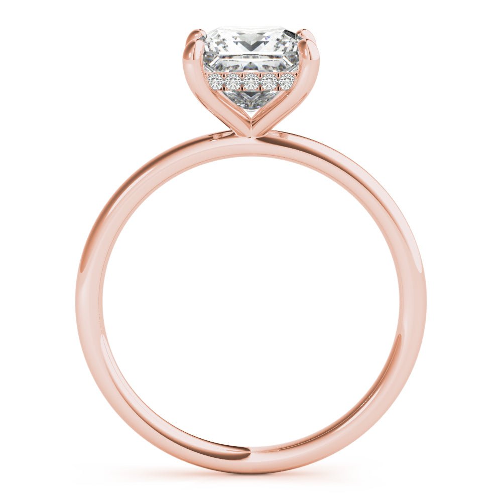 LUX-51158-E Princess Cut Hidden Halo Solitaire Engagement Ring