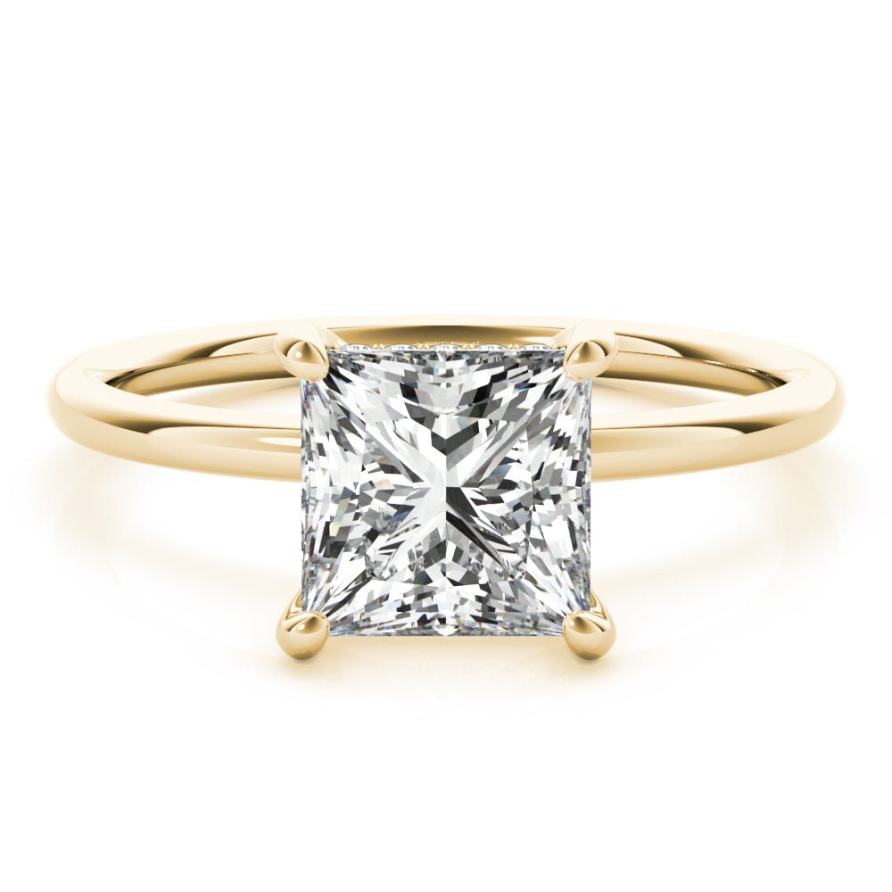 LUX-51158-E Princess Cut Hidden Halo Solitaire Engagement Ring