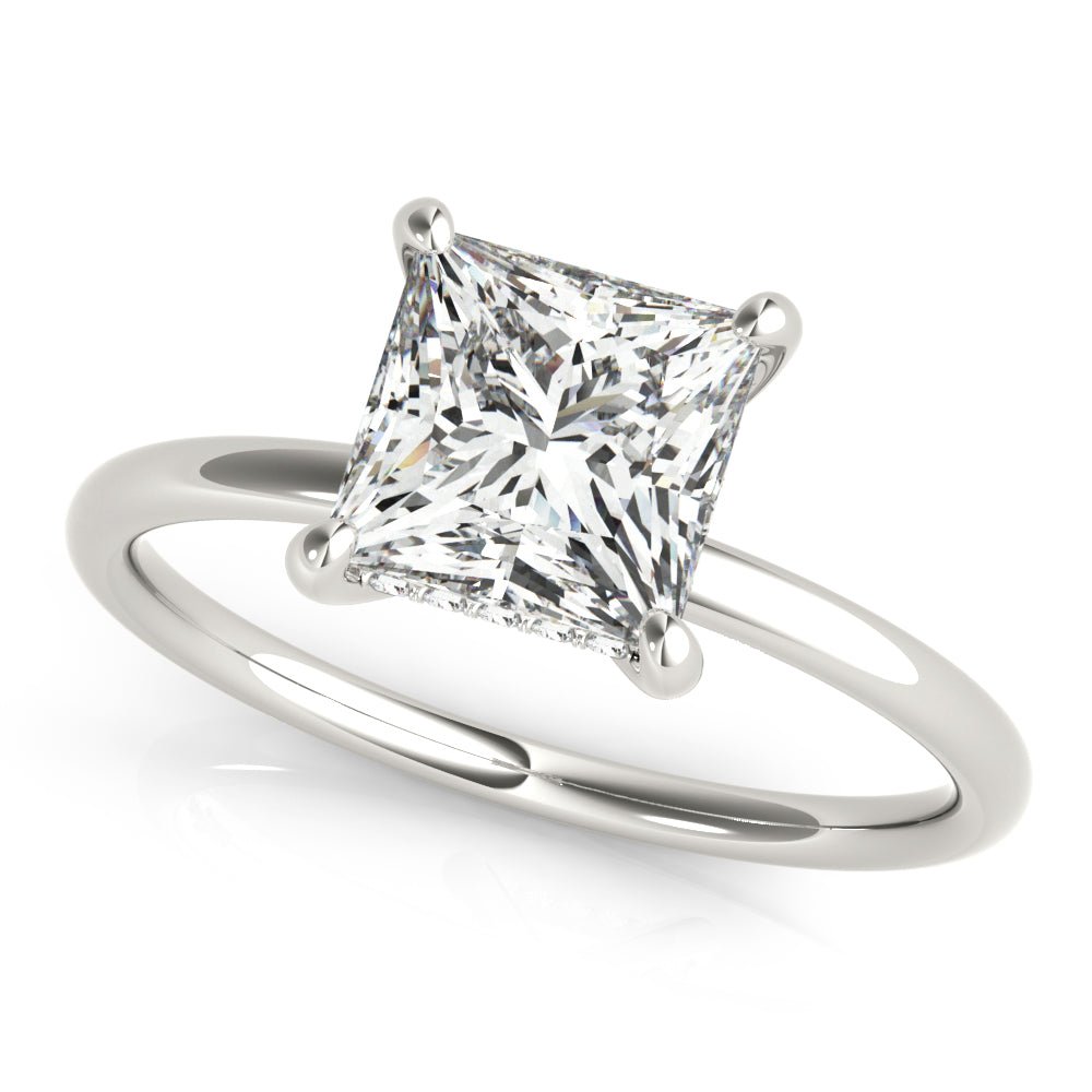 LUX-51158-E Princess Cut Hidden Halo Solitaire Engagement Ring