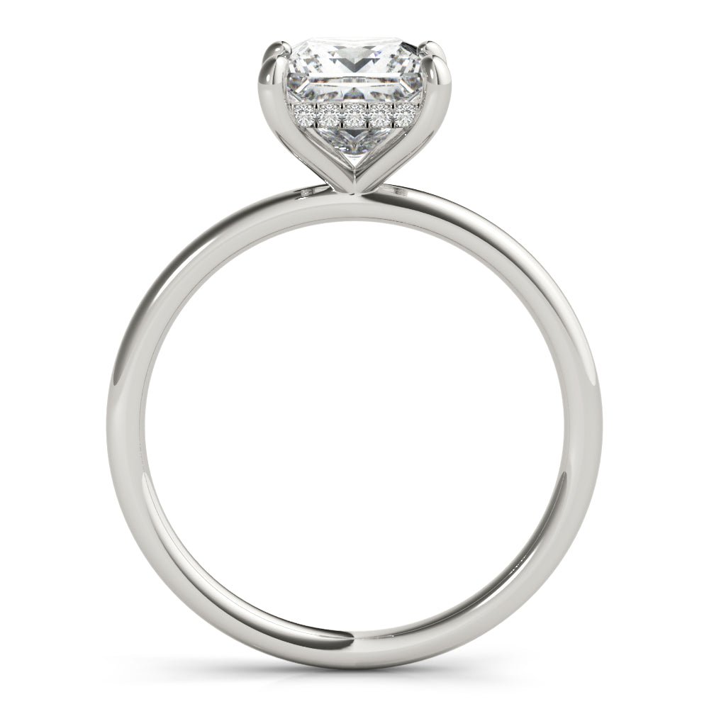 LUX-51158-E Princess Cut Hidden Halo Solitaire Engagement Ring