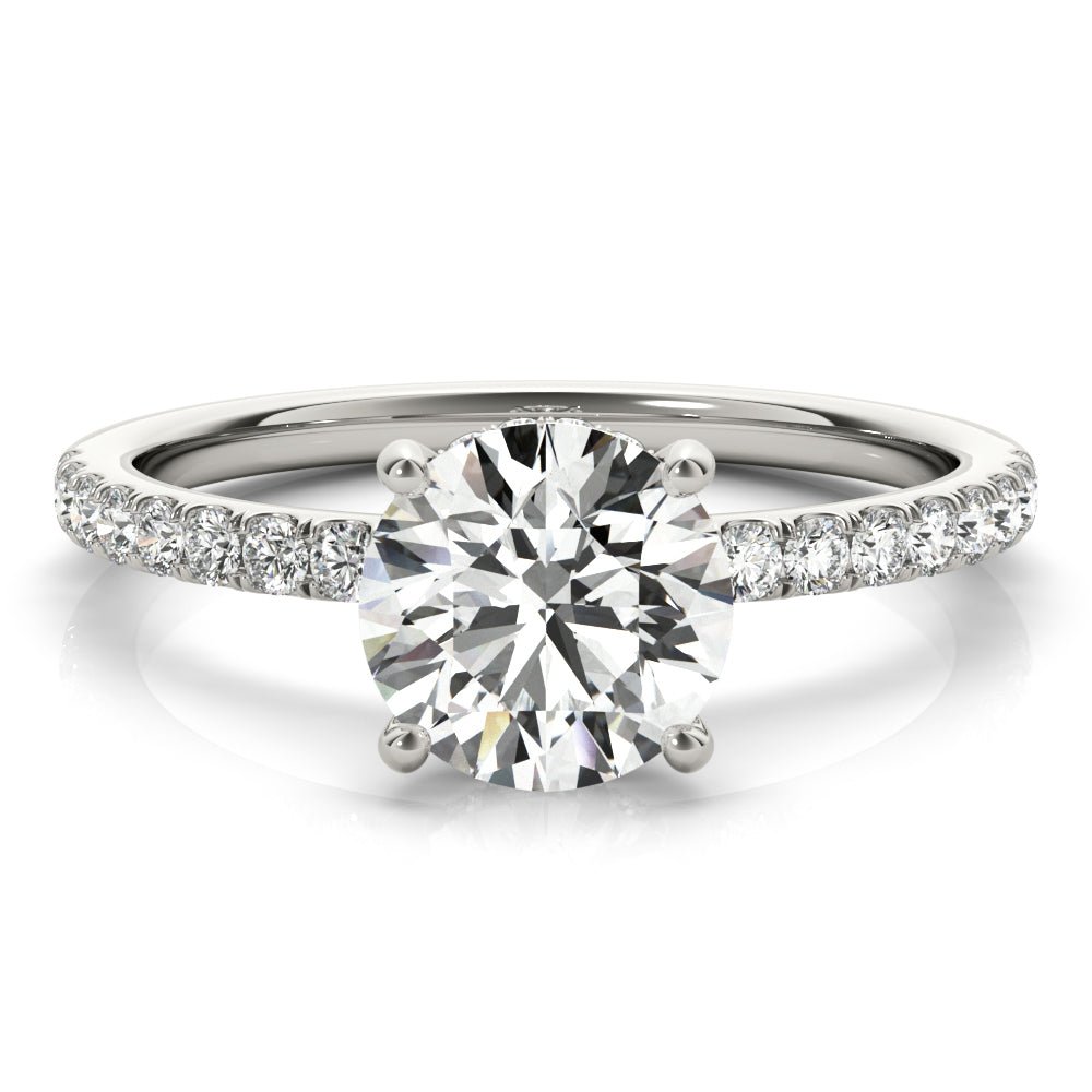 LUX-51160-E Round Brilliant Cut Hidden Halo Pave Engagement Ring Luxury Diamonds