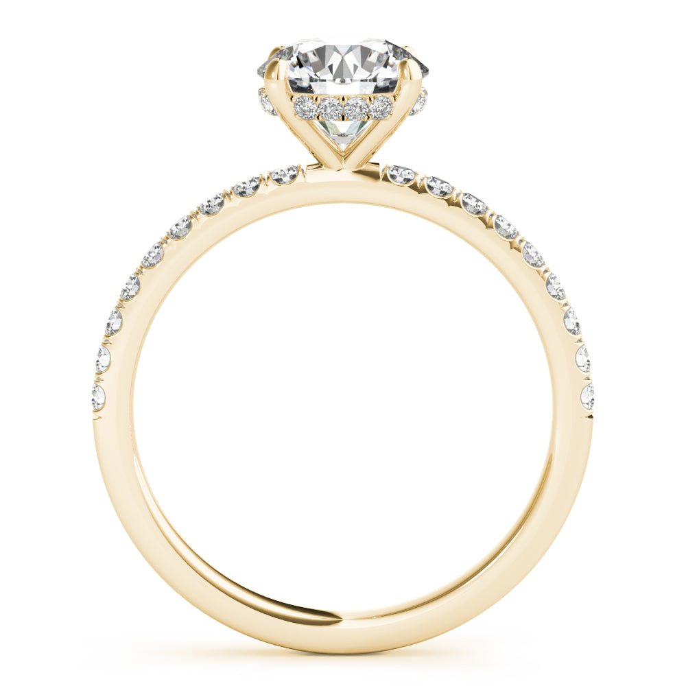 LUX-51160-E Round Brilliant Cut Hidden Halo Pave Engagement Ring Luxury Diamonds