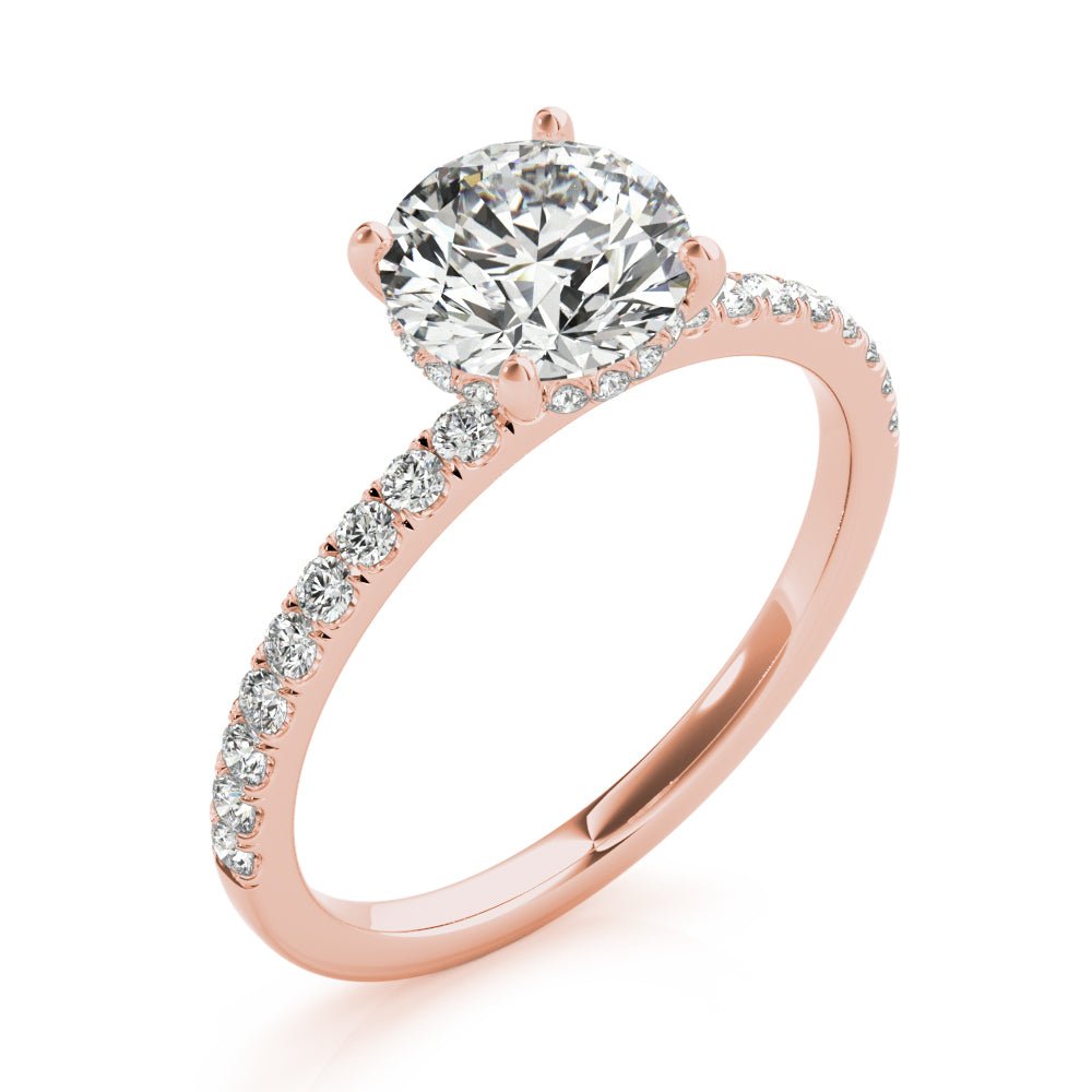 LUX-51160-E Round Brilliant Cut Hidden Halo Pave Engagement Ring Luxury Diamonds