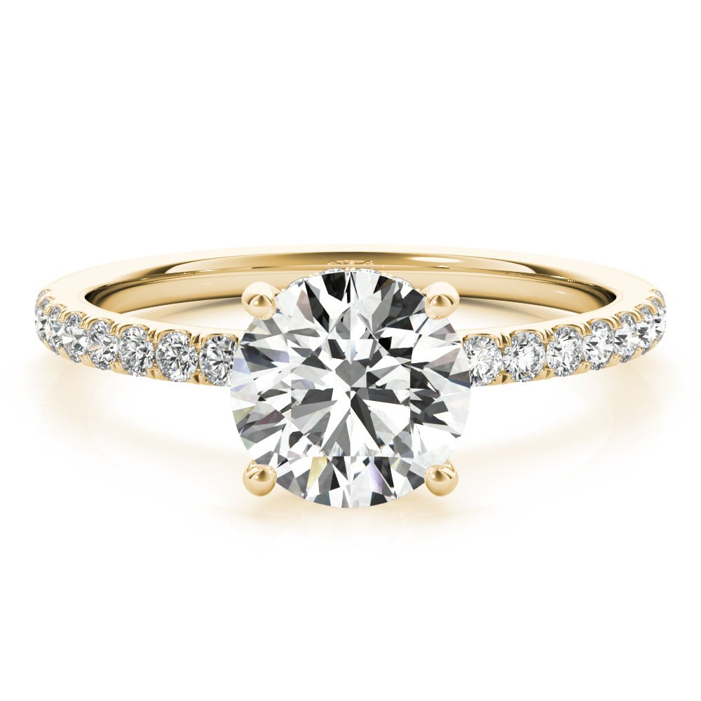 LUX-51160-E Round Brilliant Cut Hidden Halo Pave Engagement Ring Luxury Diamonds