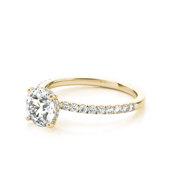 LUX-51160-E Round Brilliant Cut Hidden Halo Pave Engagement Ring Luxury Diamonds