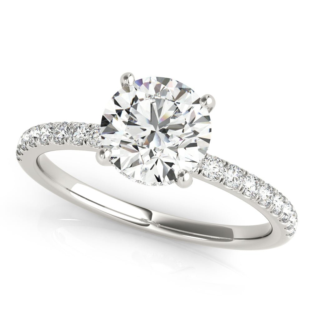 LUX-51160-E Round Brilliant Cut Hidden Halo Pave Engagement Ring Luxury Diamonds