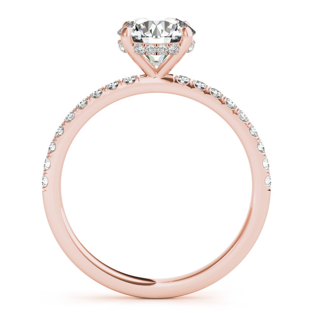 LUX-51160-E Round Brilliant Cut Hidden Halo Pave Engagement Ring Luxury Diamonds