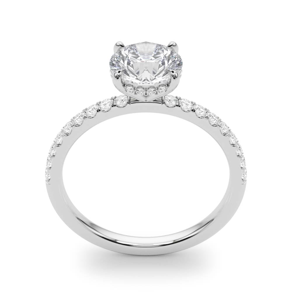 LUX-51160-E Round Brilliant Cut Hidden Halo Pave Engagement Ring Luxury Diamonds