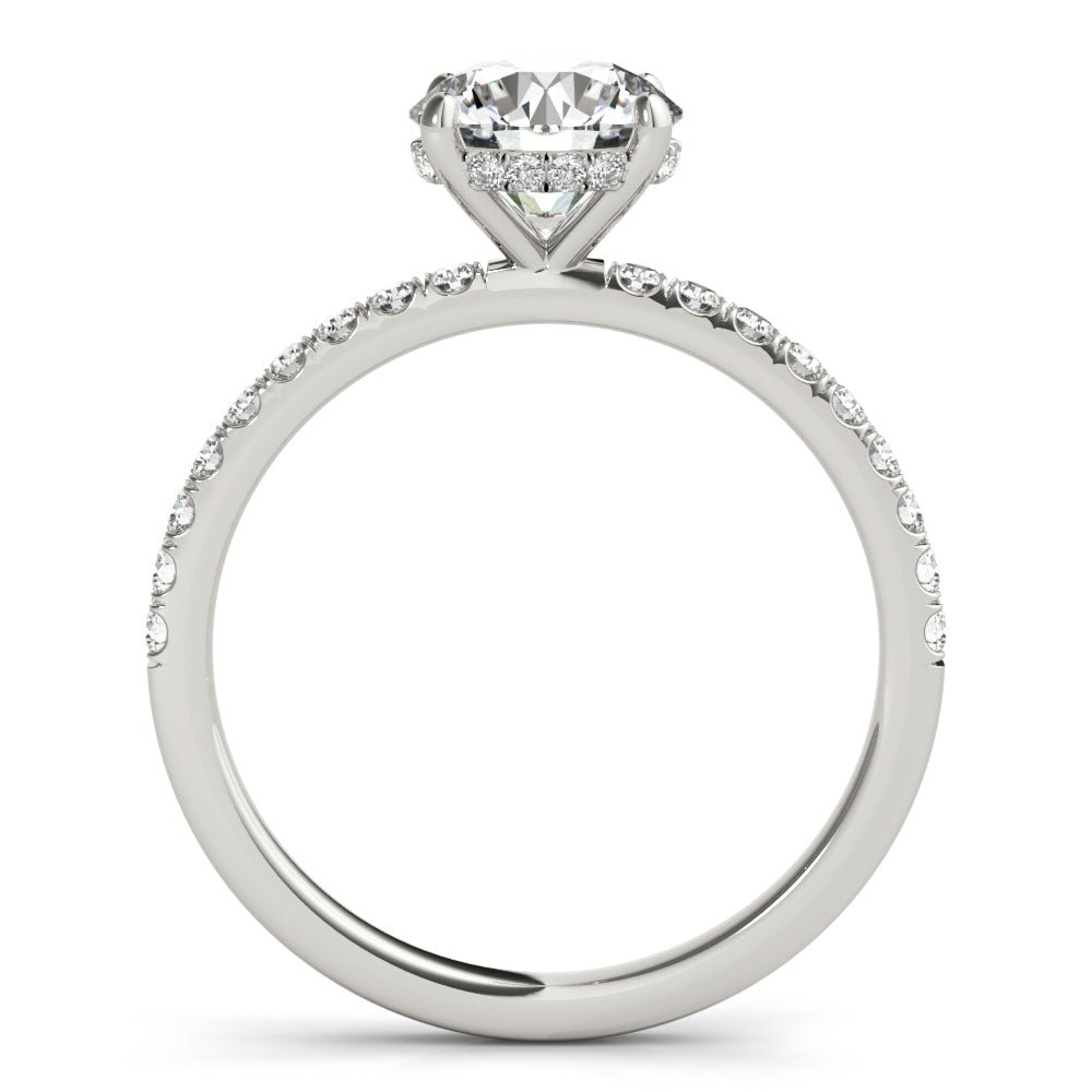 LUX-51160-E Round Brilliant Cut Hidden Halo Pave Engagement Ring Luxury Diamonds