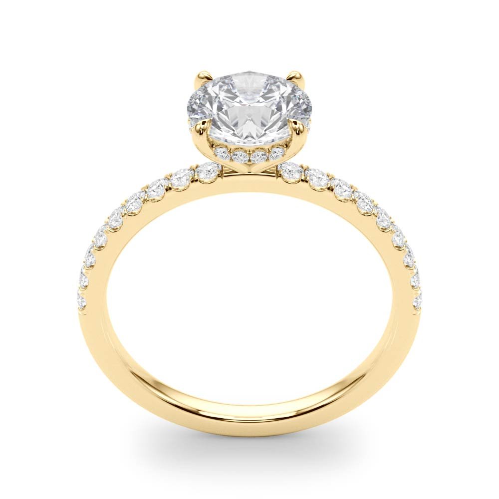 LUX-51160-E Round Brilliant Cut Hidden Halo Pave Engagement Ring Luxury Diamonds