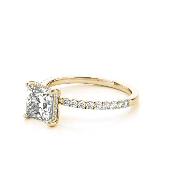 LUX-51161-E Princess Cut Hidden Halo Pave Engagement Ring Luxury Diamonds
