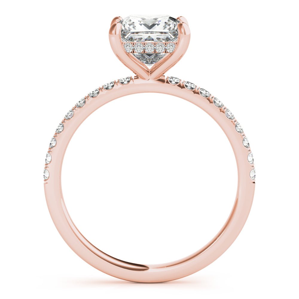 LUX-51161-E Princess Cut Hidden Halo Pave Engagement Ring Luxury Diamonds