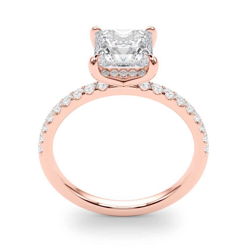 LUX-51161-E Princess Cut Hidden Halo Pave Engagement Ring Luxury Diamonds