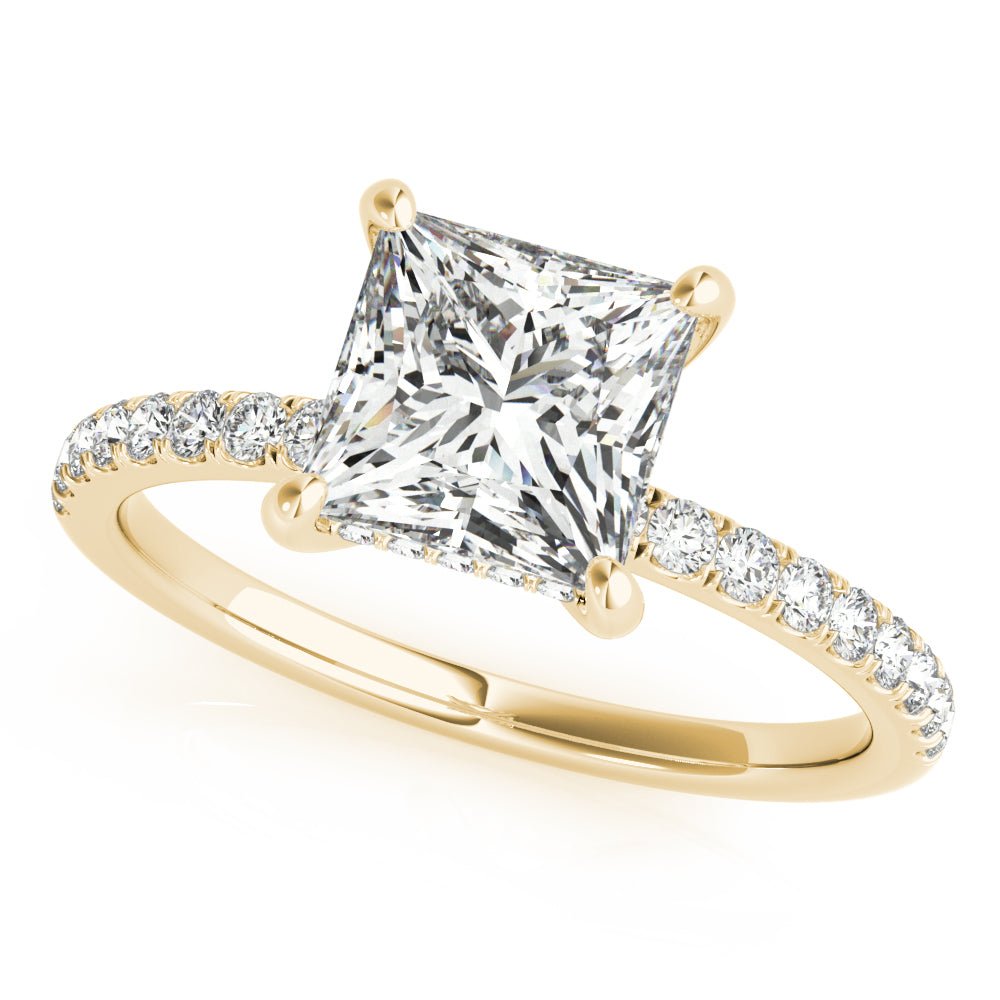 LUX-51161-E Princess Cut Hidden Halo Pave Engagement Ring Luxury Diamonds