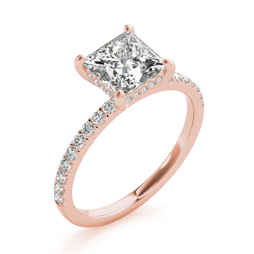 LUX-51161-E Princess Cut Hidden Halo Pave Engagement Ring Luxury Diamonds