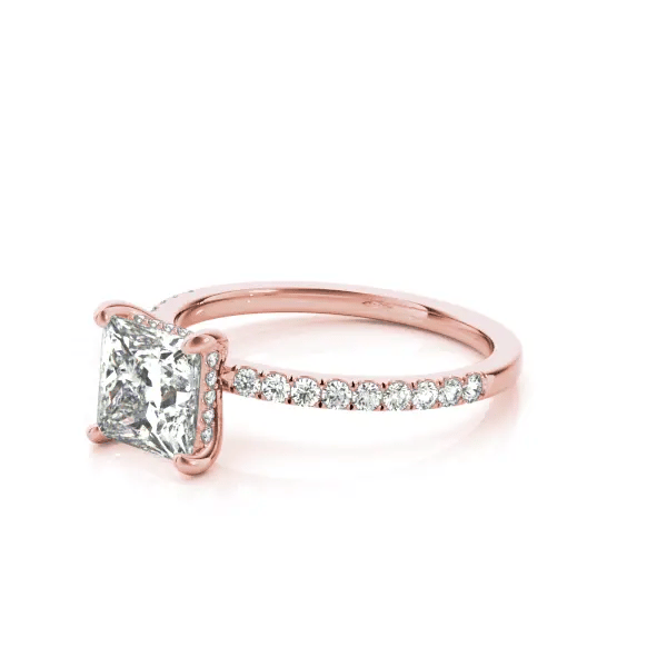 LUX-51161-E Princess Cut Hidden Halo Pave Engagement Ring Luxury Diamonds