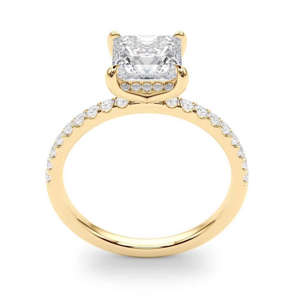 LUX-51161-E Princess Cut Hidden Halo Pave Engagement Ring Luxury Diamonds