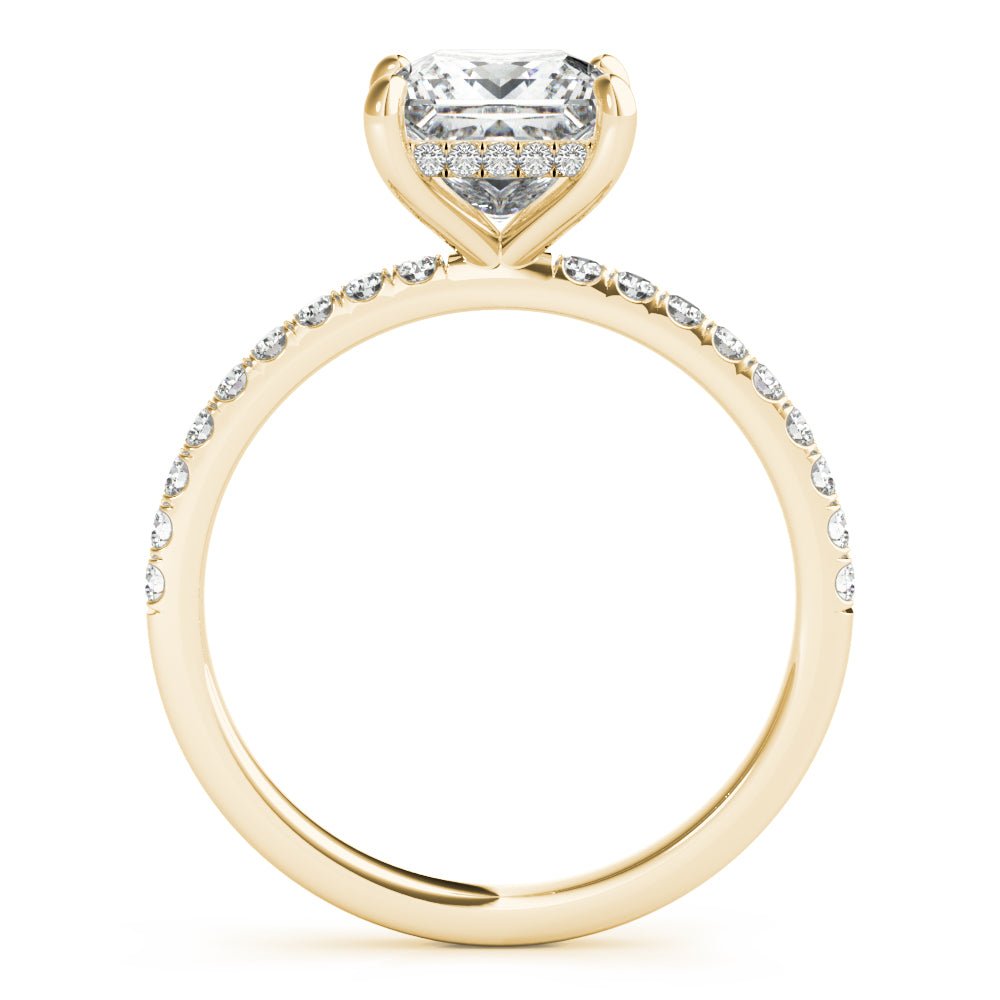 LUX-51161-E Princess Cut Hidden Halo Pave Engagement Ring Luxury Diamonds