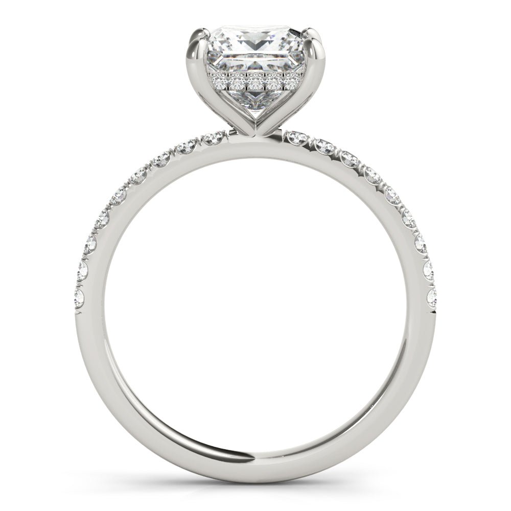 LUX-51161-E Princess Cut Hidden Halo Pave Engagement Ring Luxury Diamonds