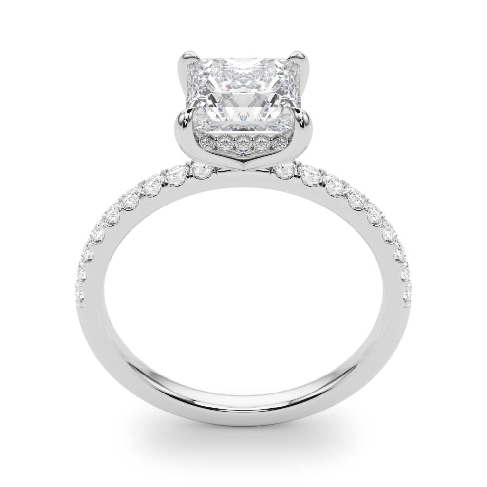 LUX-51161-E Princess Cut Hidden Halo Pave Engagement Ring Luxury Diamonds