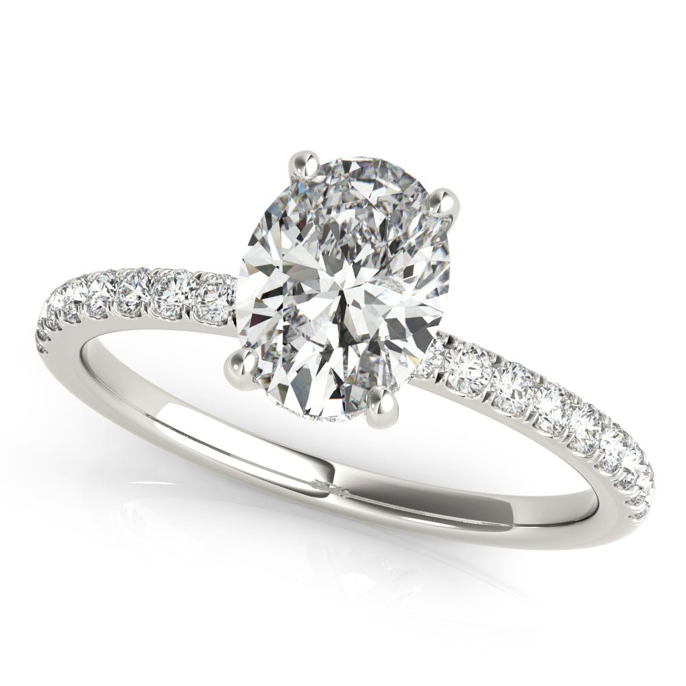 LUX-51162-E Oval Cut Hidden Halo Pave Engagement Ring Luxury Diamonds