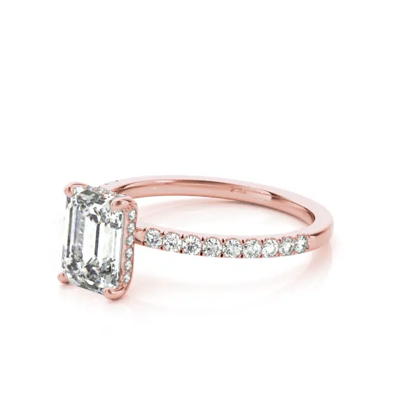 LUX-51163-E Emerald Cut Hidden Halo Pave Engagement Ring Luxury Diamonds