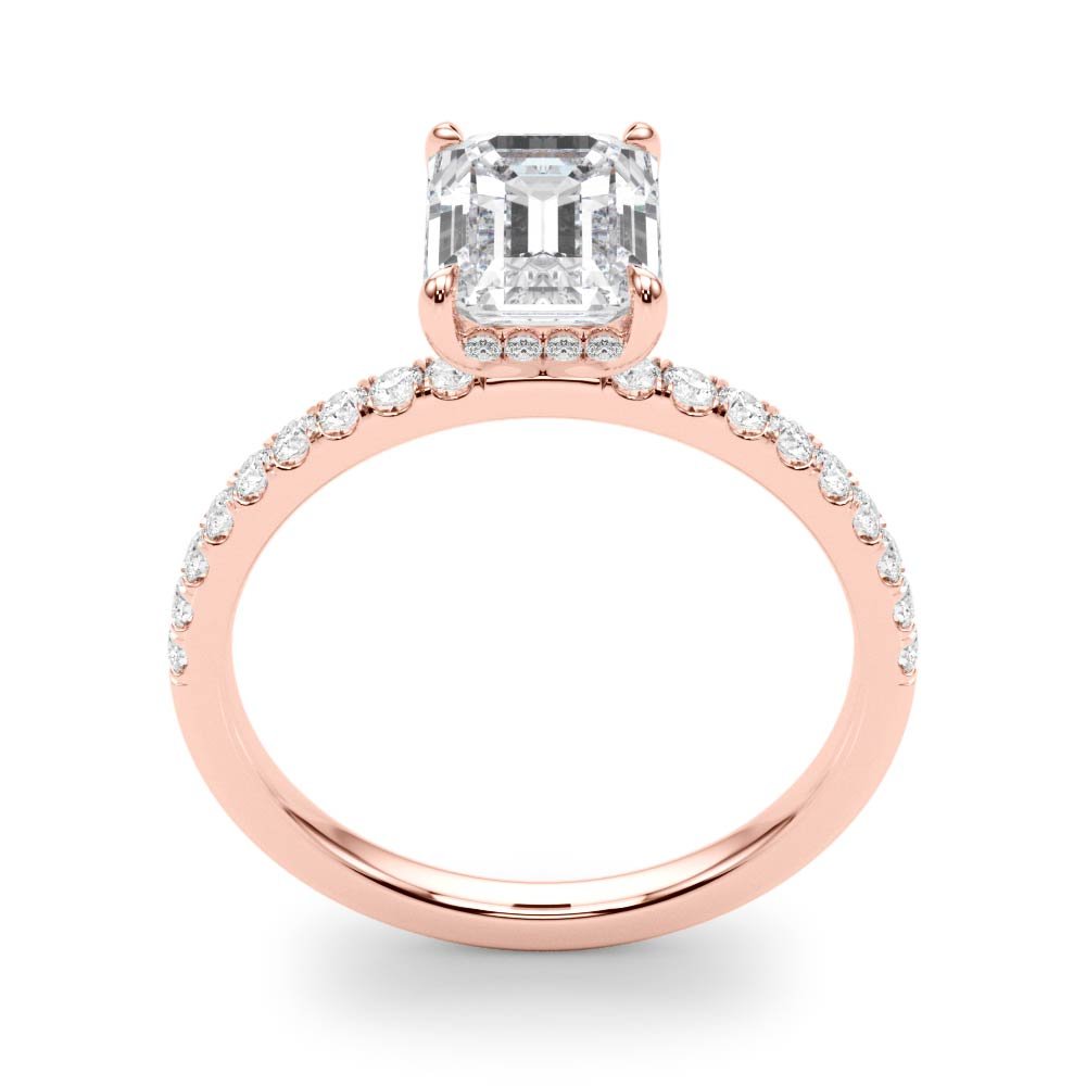 LUX-51163-E Emerald Cut Hidden Halo Pave Engagement Ring Luxury Diamonds