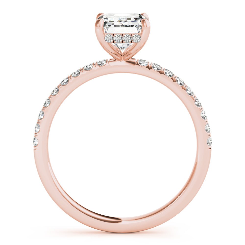 LUX-51163-E Emerald Cut Hidden Halo Pave Engagement Ring Luxury Diamonds