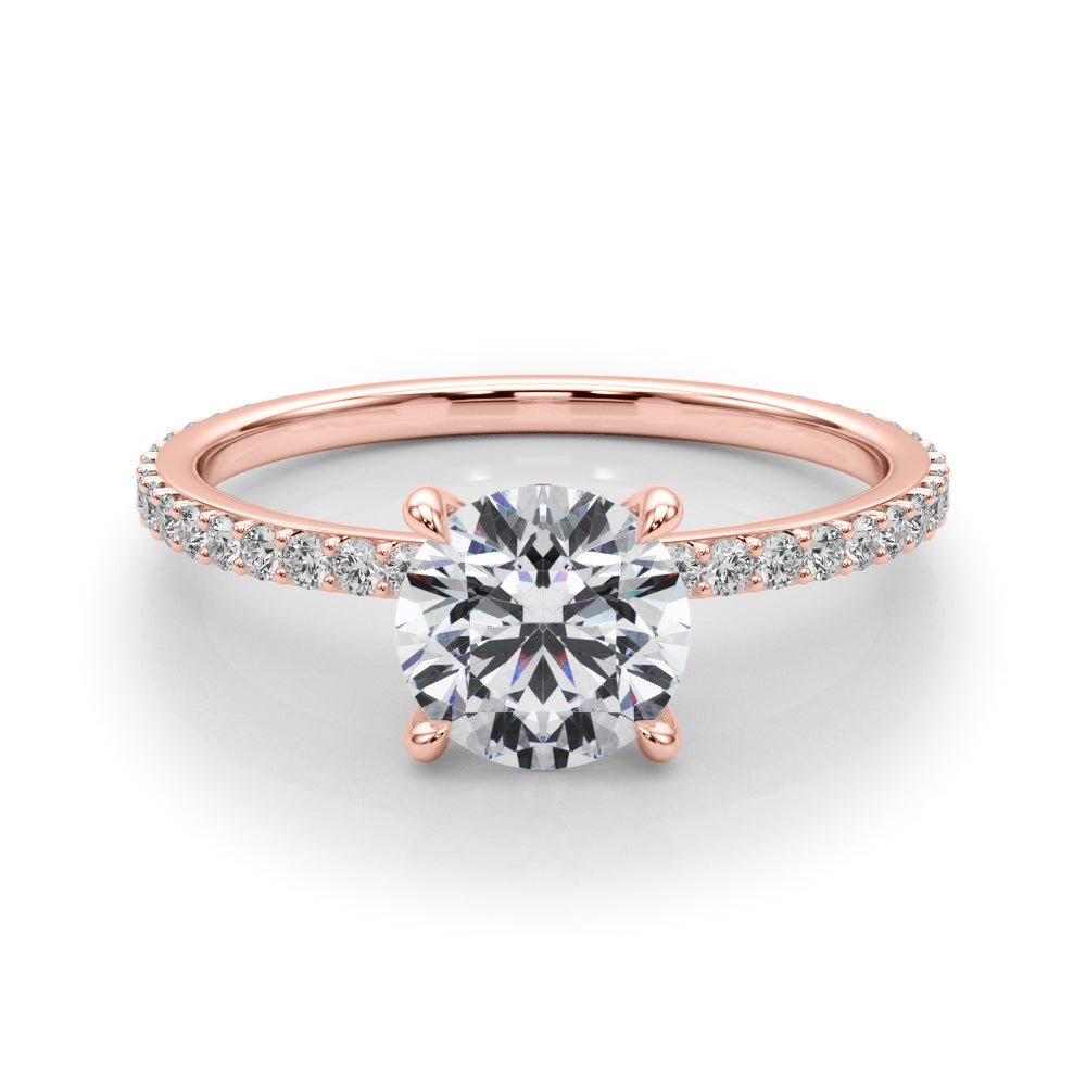 LUX-85292 Round Brilliant Pave Engagement Ring With a Diamond Collar Luxury Diamonds