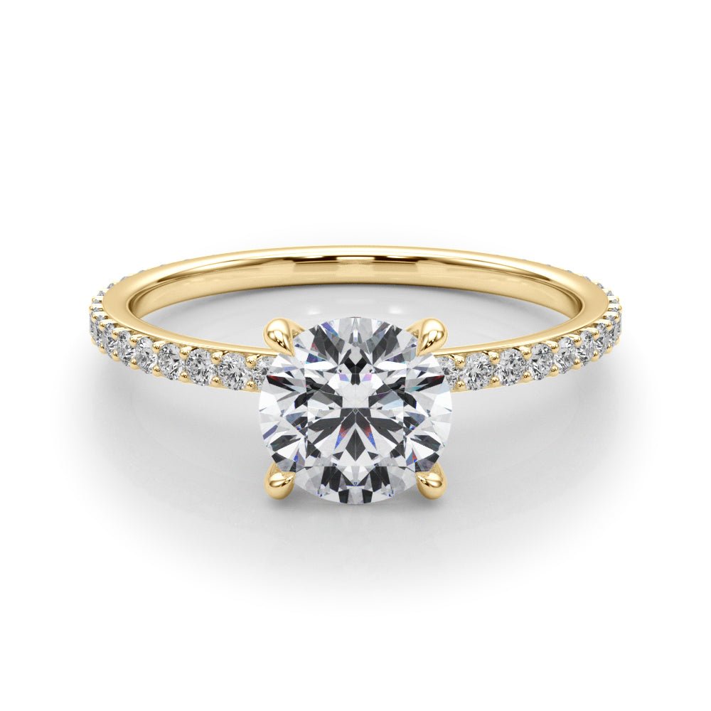 LUX-85292 Round Brilliant Pave Engagement Ring With a Diamond Collar Luxury Diamonds