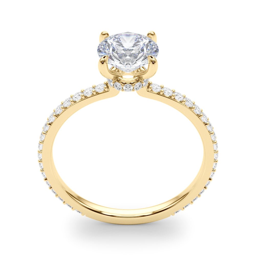 LUX-85292 Round Brilliant Pave Engagement Ring With a Diamond Collar Luxury Diamonds
