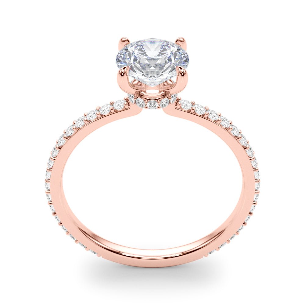 LUX-85292 Round Brilliant Pave Engagement Ring With a Diamond Collar Luxury Diamonds