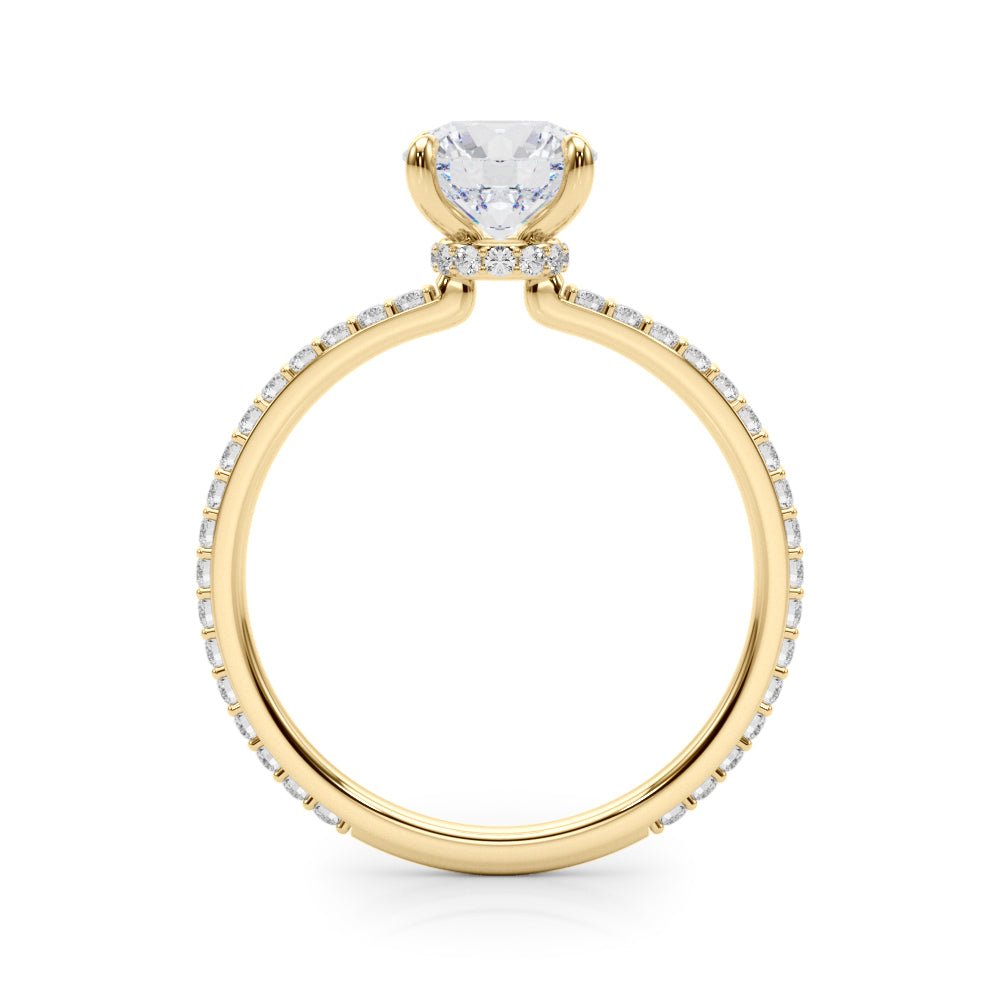 LUX-85292 Round Brilliant Pave Engagement Ring With a Diamond Collar Luxury Diamonds