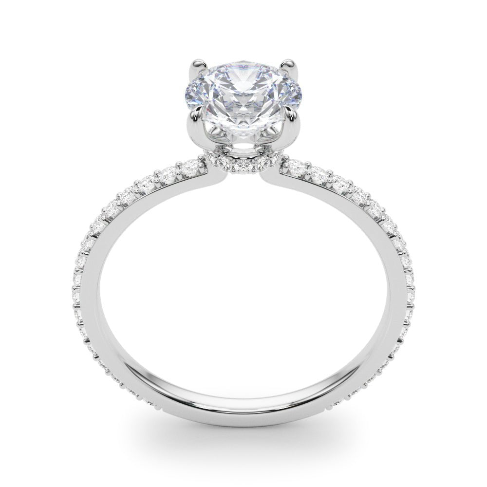 LUX-85292 Round Brilliant Pave Engagement Ring With a Diamond Collar Luxury Diamonds