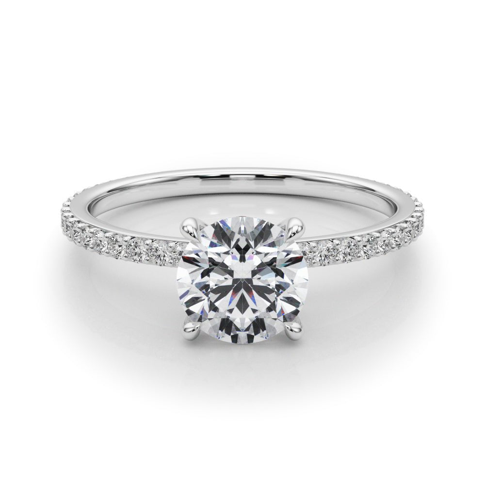 LUX-85292 Round Brilliant Pave Engagement Ring With a Diamond Collar Luxury Diamonds