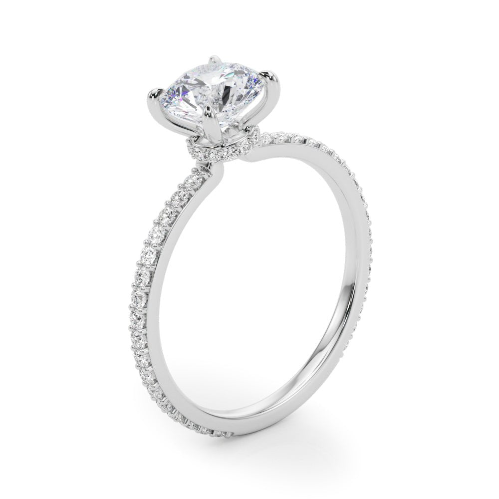LUX-85292 Round Brilliant Pave Engagement Ring With a Diamond Collar Luxury Diamonds