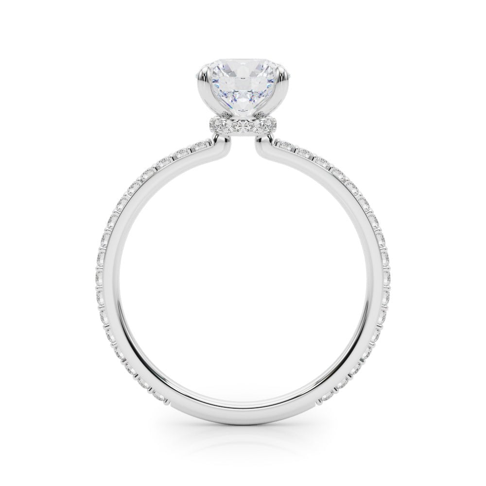 LUX-85292 Round Brilliant Pave Engagement Ring With a Diamond Collar Luxury Diamonds